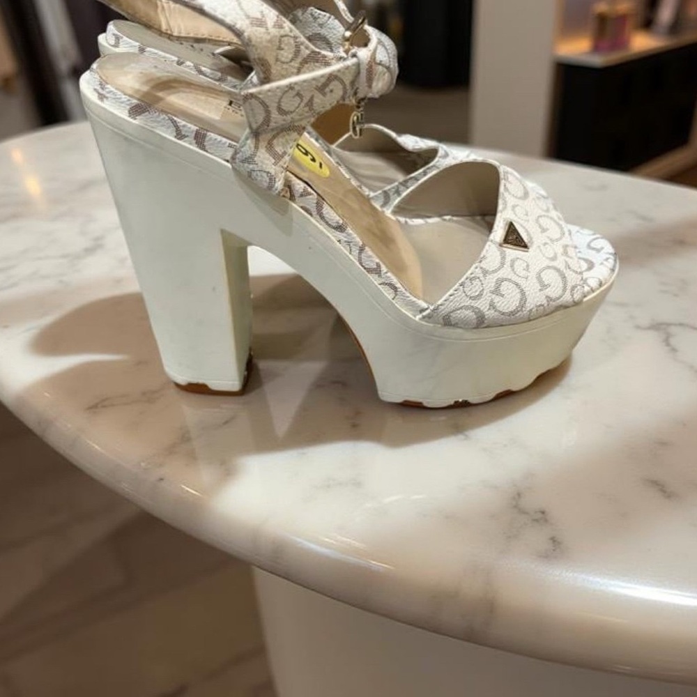 Guess open toe logo platform size 9